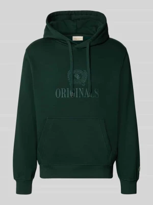 Bluza z kapturem z mieszanki bawełny model 'FREDERIKS' Jack&Jones Ciemnozielony