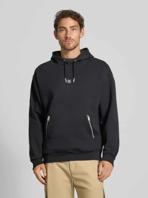 Bluza z kapturem z mieszanki bawełny z aplikacją z logo model ‘Dargenhood’ HUGO