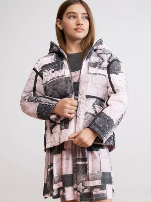 Bluza z kapturem z nadrukiem collage Desigual czarny