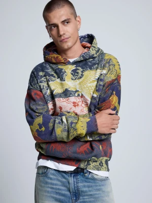Bluza z kapturem z nadrukiem Desigual zielony