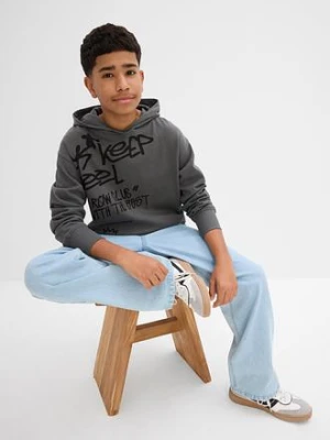 Bluza z kapturem z nadrukiem graffiti z czystej bawełny organicznej bonprix