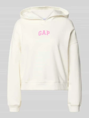 Bluza z kapturem z nadrukiem logo i prążkowanymi wykończeniami GAP
