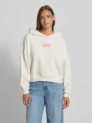 Bluza z kapturem z nadrukiem logo i prążkowanymi wykończeniami GAP