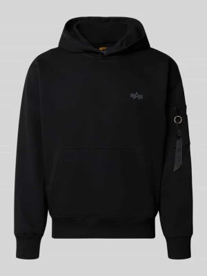 bluza z kapturem z nadrukiem z logo Alpha Industries Czarny