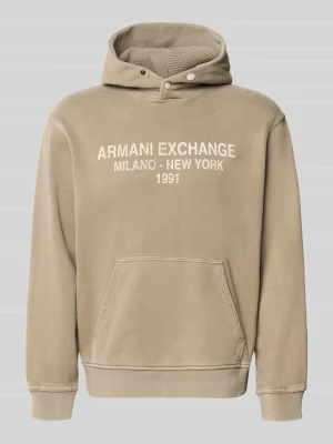 bluza z kapturem z nadrukiem z logo Armani Exchange