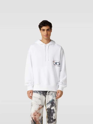 bluza z kapturem z nadrukiem z logo Diesel Biały