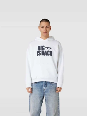 bluza z kapturem z nadrukiem z logo Diesel Biały