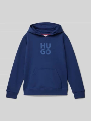 Bluza z kapturem z nadrukiem z logo HUGO