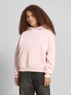 Bluza z kapturem z nadrukiem z logo i kieszenią kangurka REVIEW