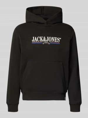 Bluza z kapturem z nadrukiem z logo model 'FREDERIKSBERG' Jack&Jones Czarny