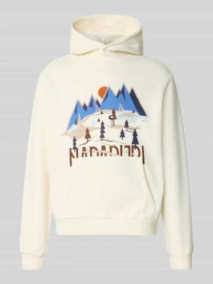 bluza z kapturem z nadrukiem z logo Napapijri Biały