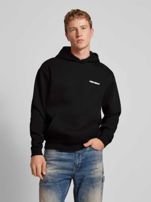 bluza z kapturem z nadrukiem z logo REVIEW Czarny