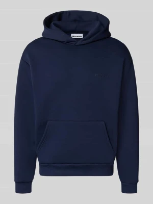 Bluza z kapturem z nadrukiem z logo REVIEW Granatowy