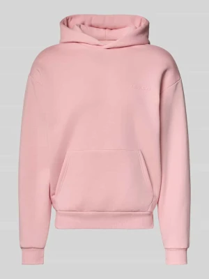 Bluza z kapturem z nadrukiem z logo REVIEW Różowy