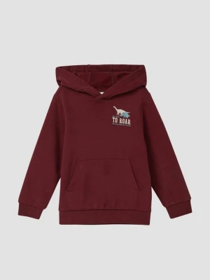 Bluza z kapturem z nadrukiem z przodu i z tyłu oraz przytulnym wnętrzem s.Oliver czerwony