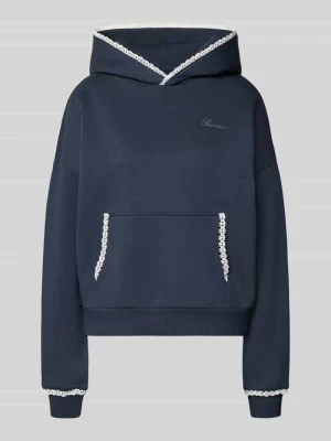 Bluza z kapturem z obszyciem z koronki szydełkowej REVIEW Ciemnoniebieski