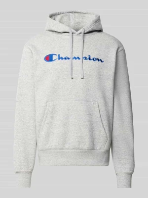 Bluza z kapturem z wyhaftowanym logo Champion Jasnoszary melanż