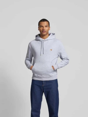 Bluza z kapturem z wyhaftowanym logo Maison Kitsuné Jasnoszary melanż