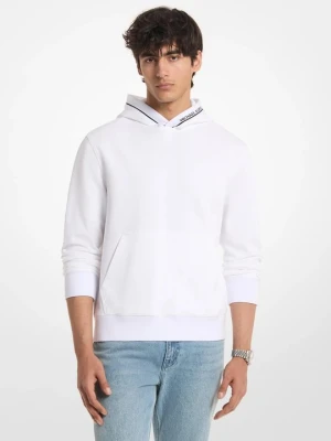 Bluza z kapturem z wykończeniem z logo z mieszanki bawełny Michael Kors BIAŁY (Biały)