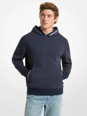 Bluza z kapturem z wykończeniem z logo z mieszanki bawełny Michael Kors PÓŁNOC (Niebieski)