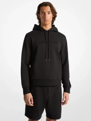 Bluza z kapturem z wytłoczonym logo z mieszanki bawełny Michael Kors CZARNY (Czarny)