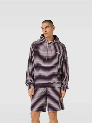 Bluza z kapturem z wzorem w paski Marni Niebieski