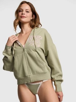PINK Bluza bawełniana z kapturem zapinana na zamek Campus Fleece Victoria's Secret
