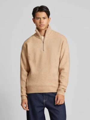 Bluza z kołnierzem i prążkowanymi wykończeniami model ‘OLLIE’ Jack&Jones Beżowy