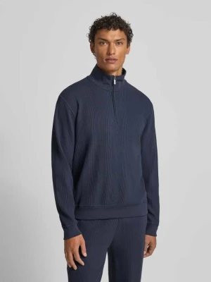 Bluza z kołnierzem o kroju regular fit z mieszanki bawełny model ‘STRUCTURE’ Boss