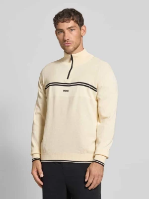 Bluza z kołnierzem o kroju regular fit z mieszanki bawełny model ‘ZONE’ BOSS Green