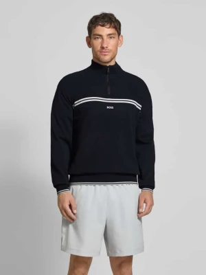 Bluza z kołnierzem o kroju regular fit z mieszanki bawełny model ‘ZONE’ BOSS Green