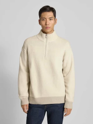 Bluza z kołnierzem o kroju regular fit z mieszanki wełny z dodatkiem wełny z jaka model ‘KOBEAR’ Boss Piaskowy