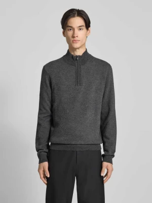 Bluza z kołnierzem o kroju regular fit z mieszanki żywej wełny i bawełny model ‘HETTORE’ Boss