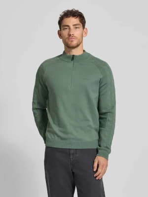 Bluza z kołnierzem o kroju regular fit z żywej wełny model ‘MIRROR’ BOSS Green