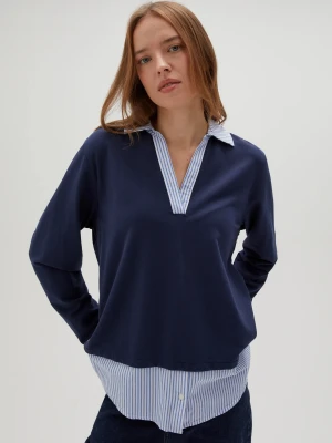 Bluza z kołnierzykiem granatowa Moodo