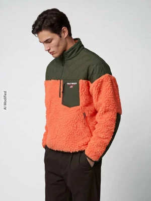 Bluza z kontrastową pikowaną wstawką z nylonu Polo Ralph Lauren Pomarańczowy