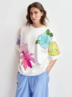 BLUZA Z KRÓTKIM RĘKAWEM I CEKINAMI ESSENTIEL ANTWERP