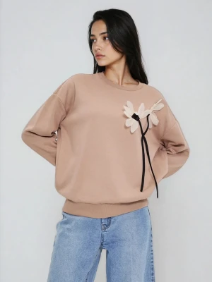 Zdjęcie produktu Bluza z kwiatem beżowa Moodo