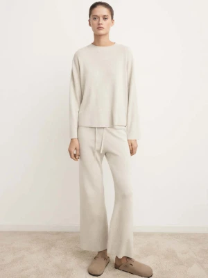 Bluza z lejącej tkaniny z bawełny i lnu beżowy - Kobieta - MANGO