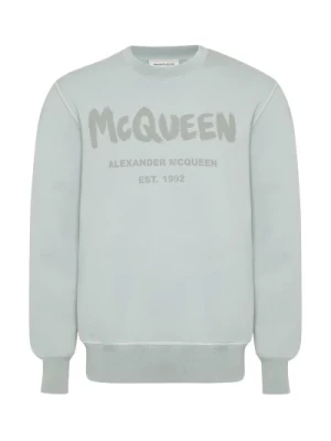 Bluza z Logo Graffiti w Kolorze Szarym Alexander McQueen