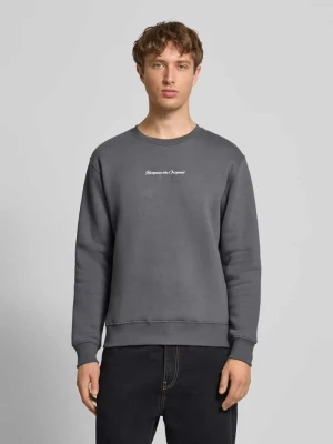 Bluza z logo i okrągłym dekoltem Alpha Industries Ciemnoszary