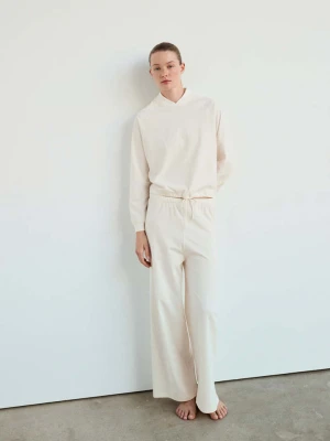 Bluza z miękkiej bawełny ze sznurkiem kość słoniowa - Kobieta - MANGO