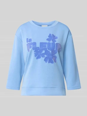 Bluza z mieszanki modalu z rękaw o dł. 3 / 4 milano italy Błękitny