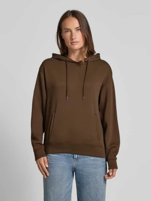 Bluza z mieszanki wiskozy z kapturem i wpuszczanymi kieszeniami model ‘IMA’ MSCH Copenhagen Ciemnobrązowy