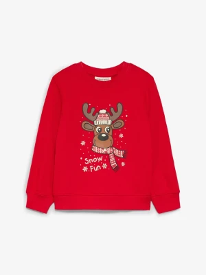 Bluza z motywem bożonarodzeniowym, z bawełny organicznej BonPrix czerwony