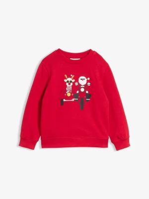 Bluza z motywem bożonarodzeniowym, z czystej bawełny organicznej BonPrix czerwony