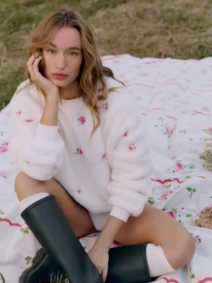 Bluza z motywem kwiatowym Etam ecru