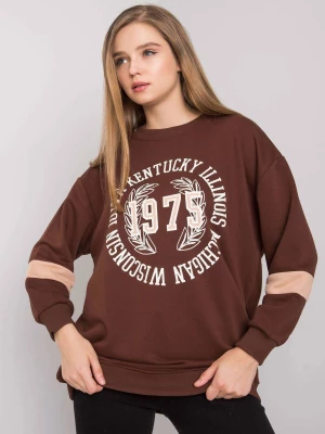 Bluza z nadrukiem ciemny brązowy casual wkładane przez głowę bez kaptura dekolt okrągły rękaw długi Fancy