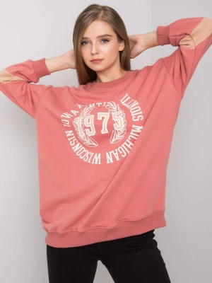 Bluza z nadrukiem ciemny różowy casual wkładane przez głowę bez kaptura dekolt okrągły rękaw długi Fancy