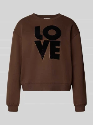 Bluza z nadrukiem LOVE z przodu model 'BRISA' Pepe Jeans Średniobrązowy
